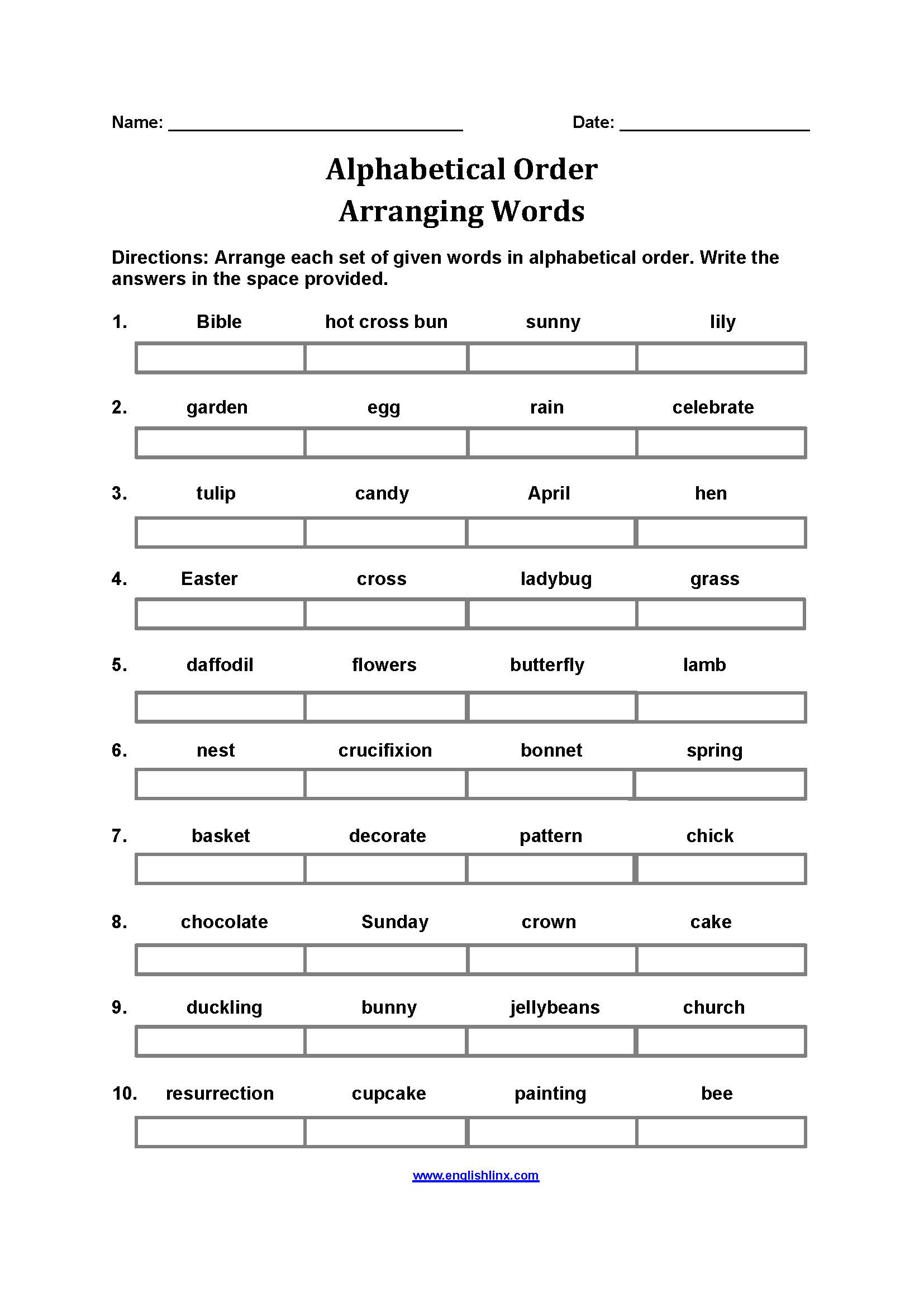 Alphabet Worksheets Alphabetical Order Worksheets
