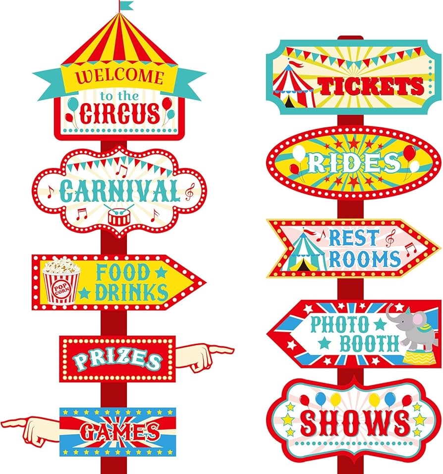 Free Printable Carnival Directional Signs