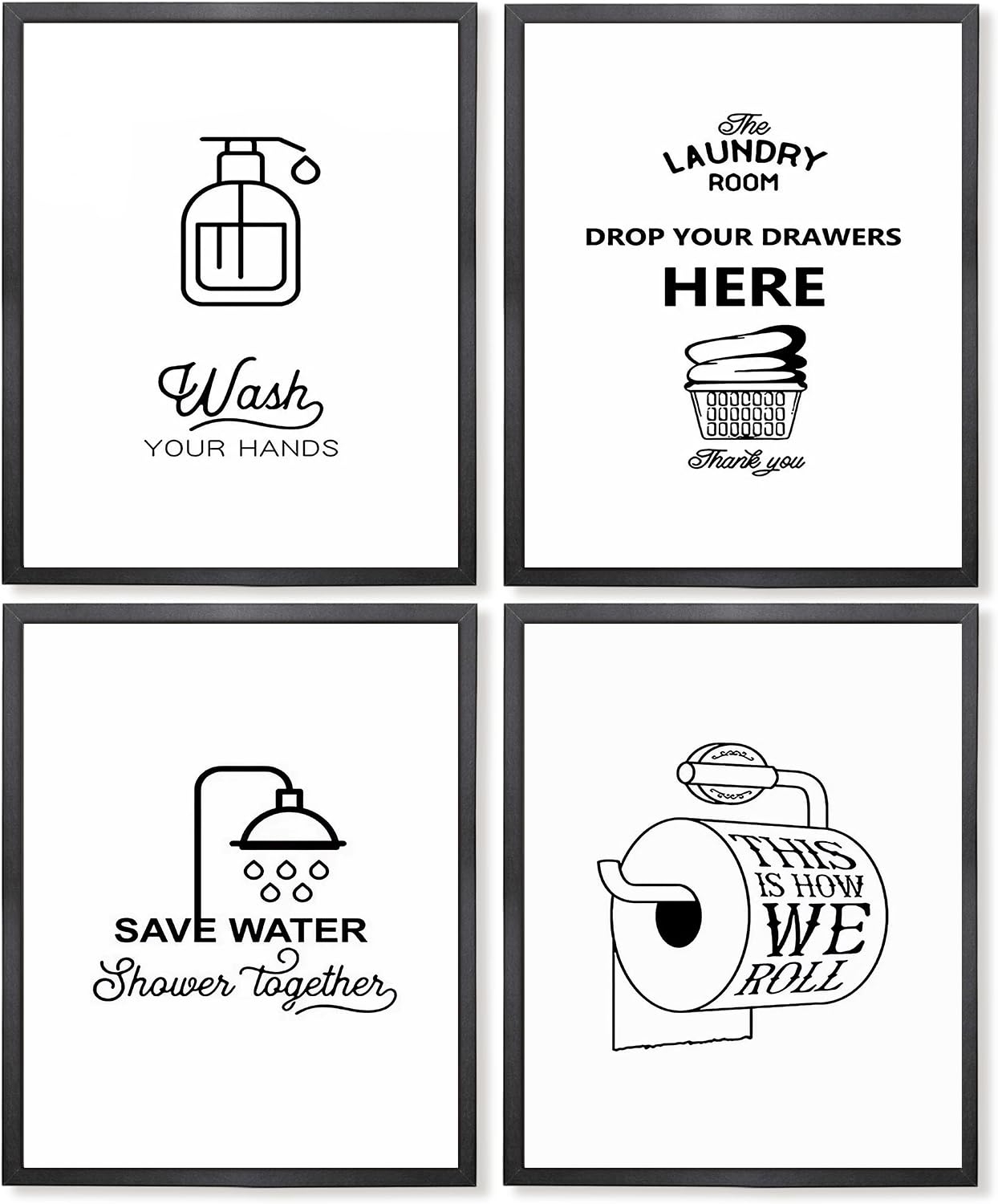 Amazon Black And White Funny Bathroom Wall Art Prints Humor Bathroom Pictures Wall Decor Modern Minimalist Creative Bathroom Prints Signs 