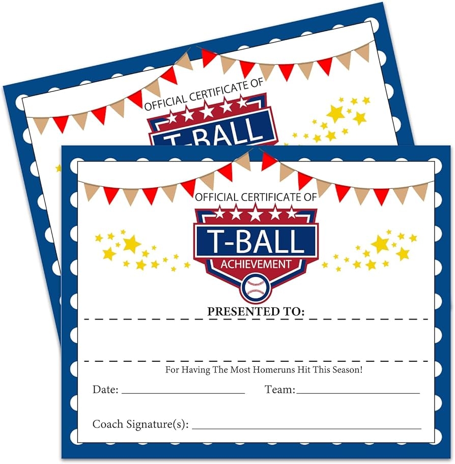 Amazon Certificates Of Achievement 25 T Ball Award 