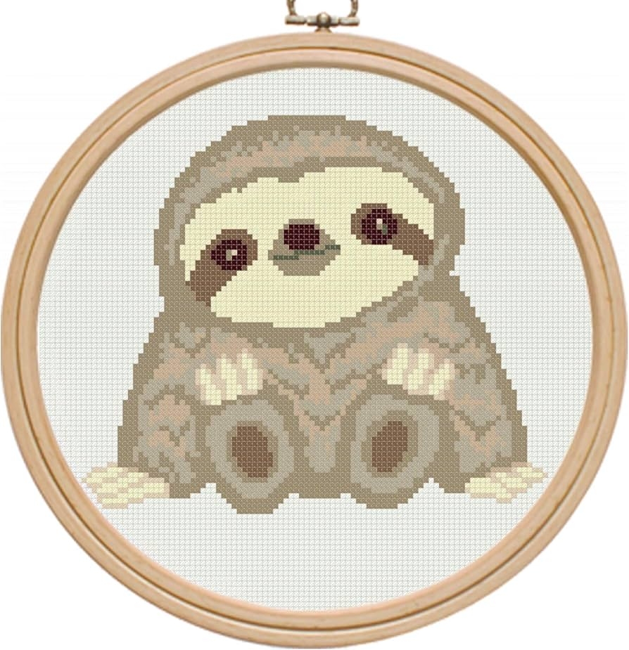 Amazon Cross Stitch Pattern Sloth PDF Modern Counted Easy 