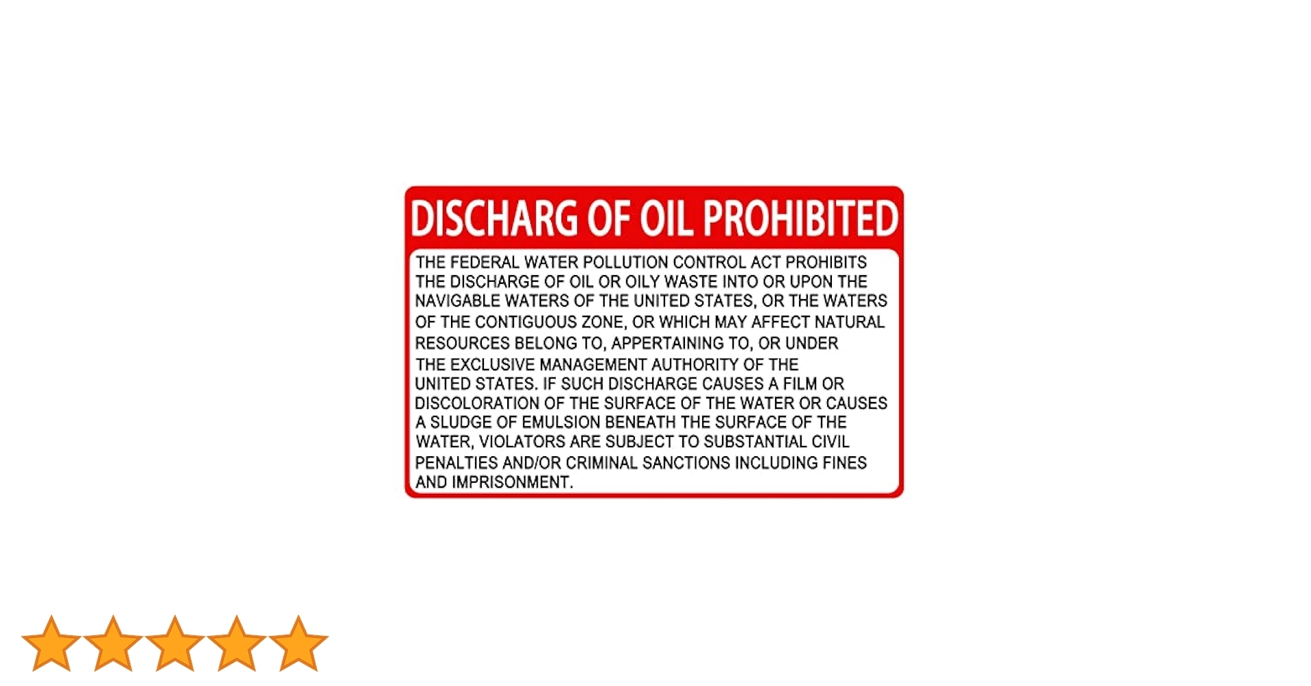 Free Oil And Garbage Placards Printable