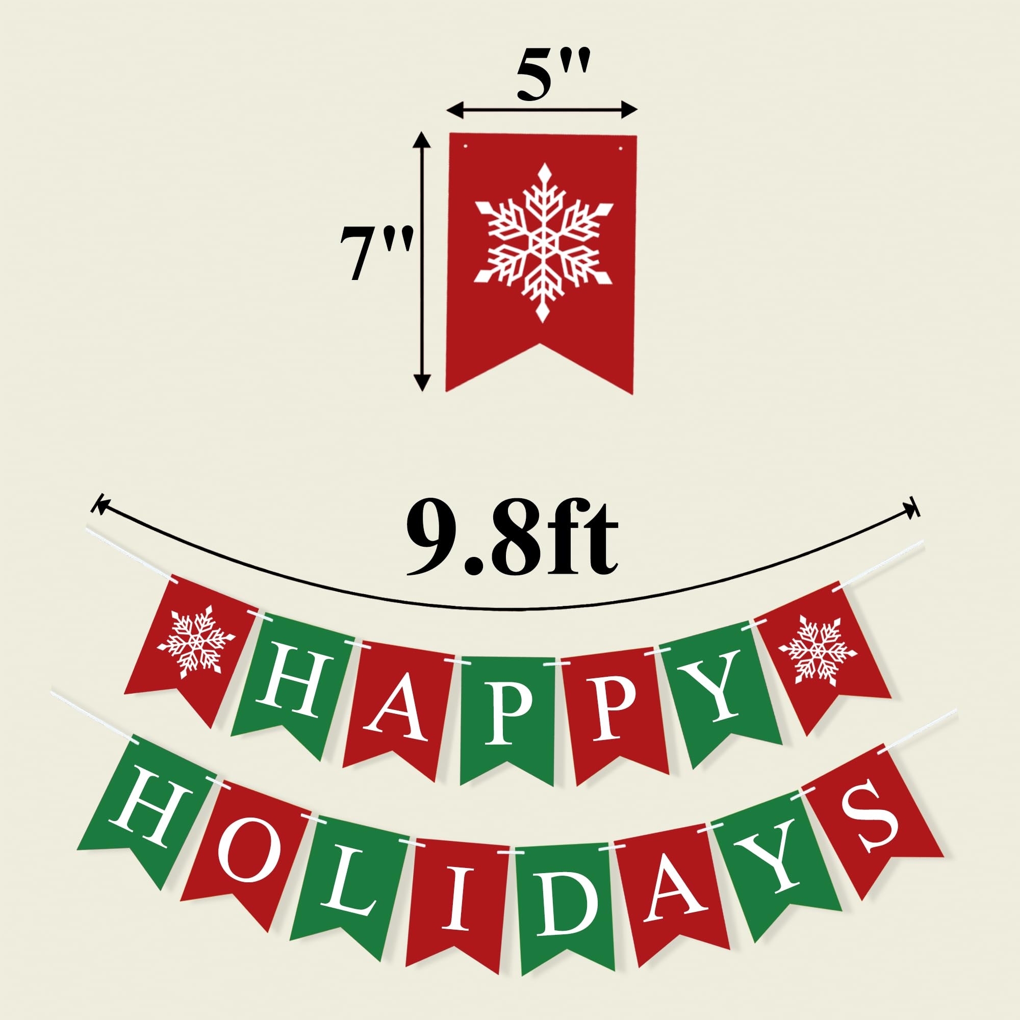 Amazon FAKTEEN Happy Holidays Banner Merry Christmas Decorations Green Red Christmas Banner Paper Bunting Xmas Holiday Decorations New Year 