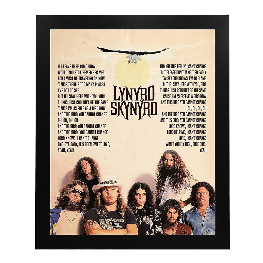 Amazon Free Bird Lynyrd Skynyrd Music Wall Art Print Retro Song Lyrics Poster Classic 70 s Rock Decor For Home Office Studio Or Music Room Unframed 11 X 14 Inches Home U0026 Kitchen