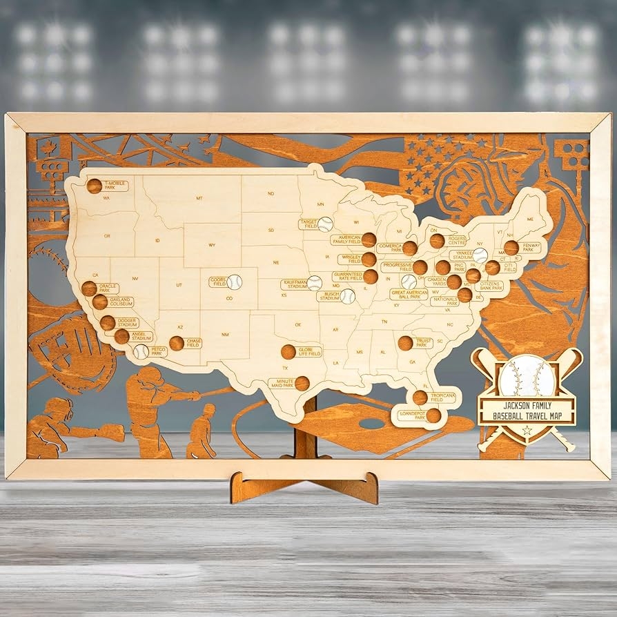 Amazon HYPERI Baseball Stadium Map Ballpark Stadium Tracker Checklist Major League Ballparks Visited Map Baseball Gift Bucket List Valentine s Day Gifts For Him Boyfriend Husband Lover Office Products