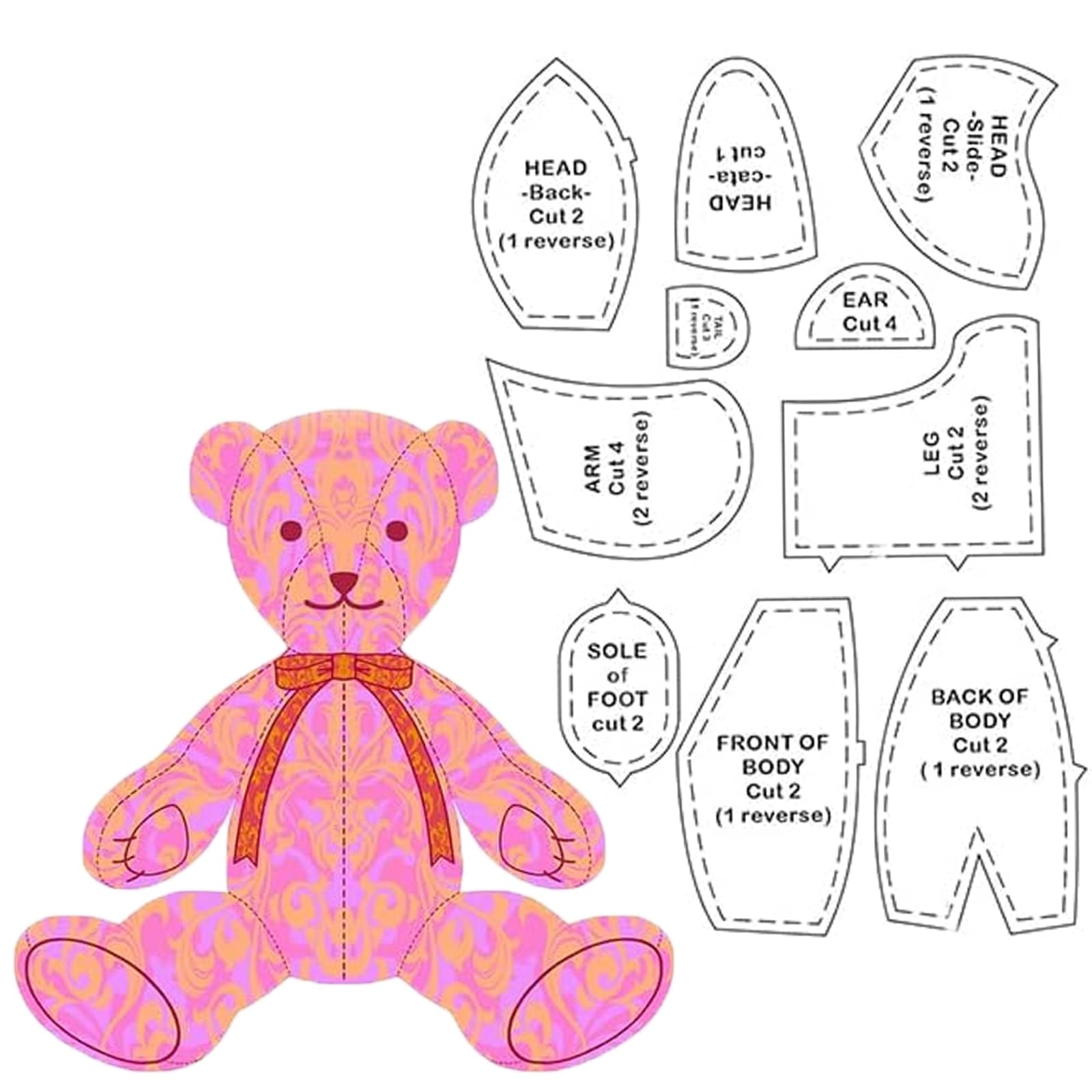 Amazon Memory Bear Template Ruler Set With Instructions Memory Bear Sewing Patterns Template Acrylic Template Quilting Cutting Set For Sewing 