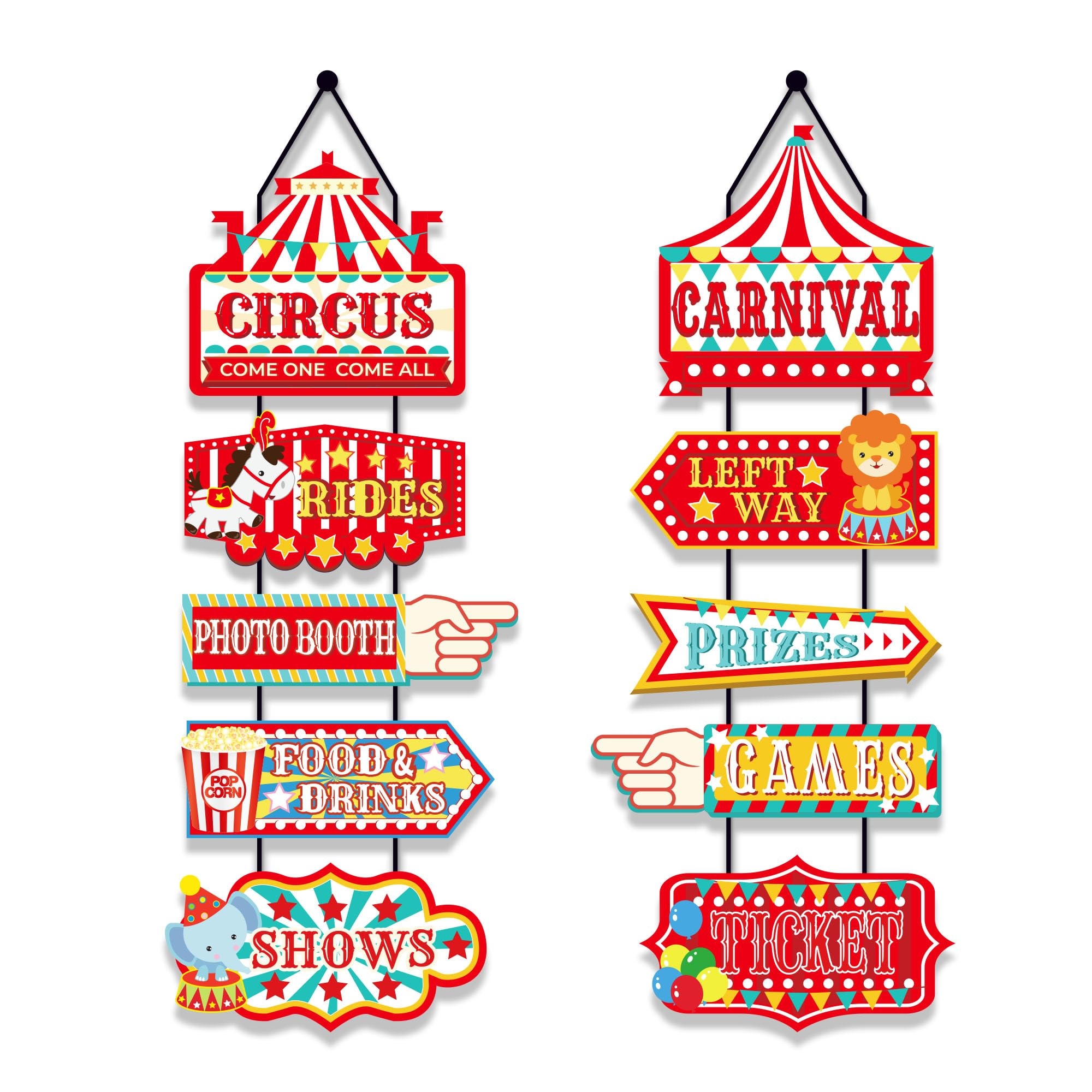 Amazon PGSWEER Circus Carnival Directional Signs Circus Tent Porch Sign Banner Carnival Theme Ticket Welcome Sign Front Door Party Indoor Outside Kids Decor Supplies Toys U0026 Games