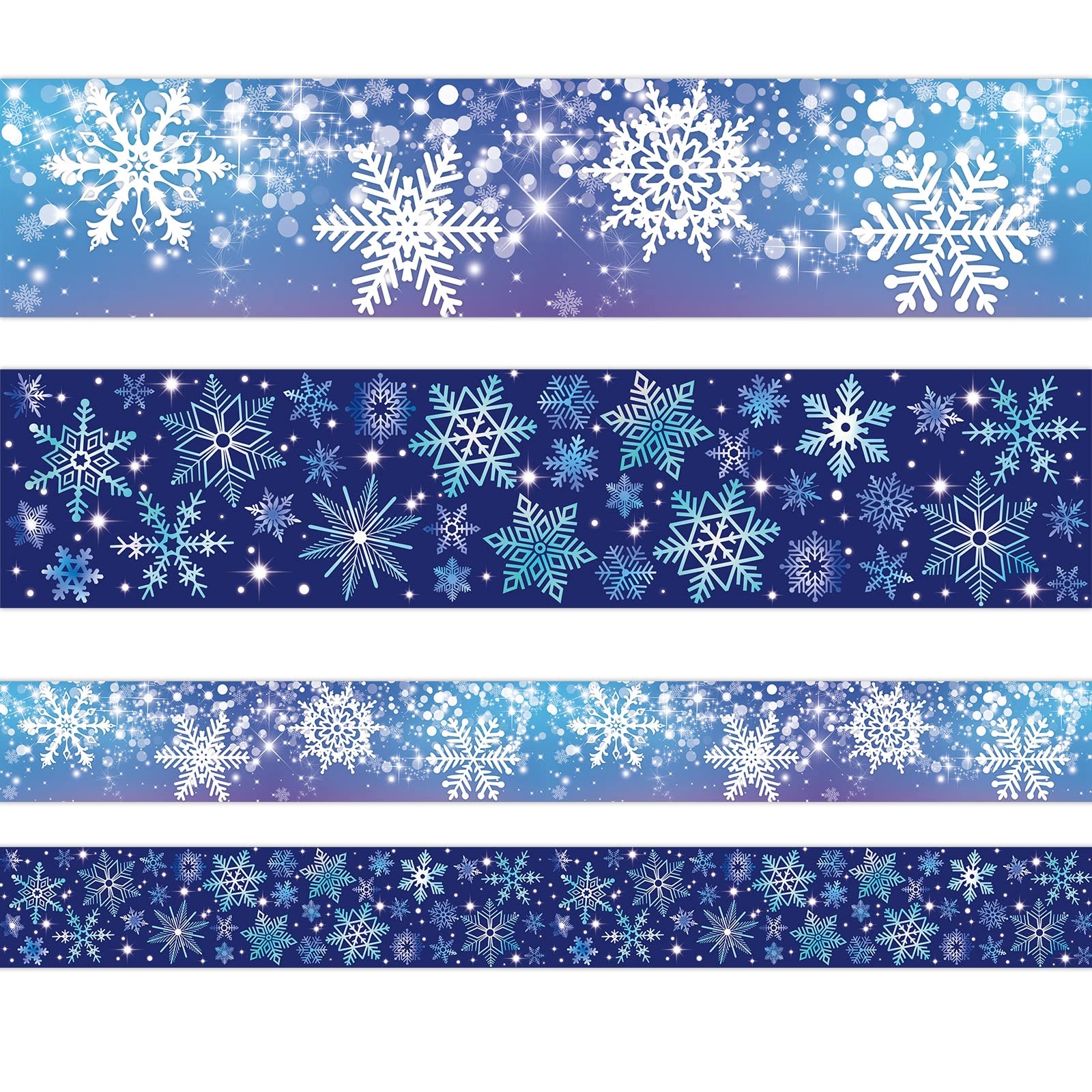 Amazon Snowflakes Bulletin Board Border 36ft Straight Trim For Christmas Party Decoration Winter Themed Classroom 1 Roll Office Products
