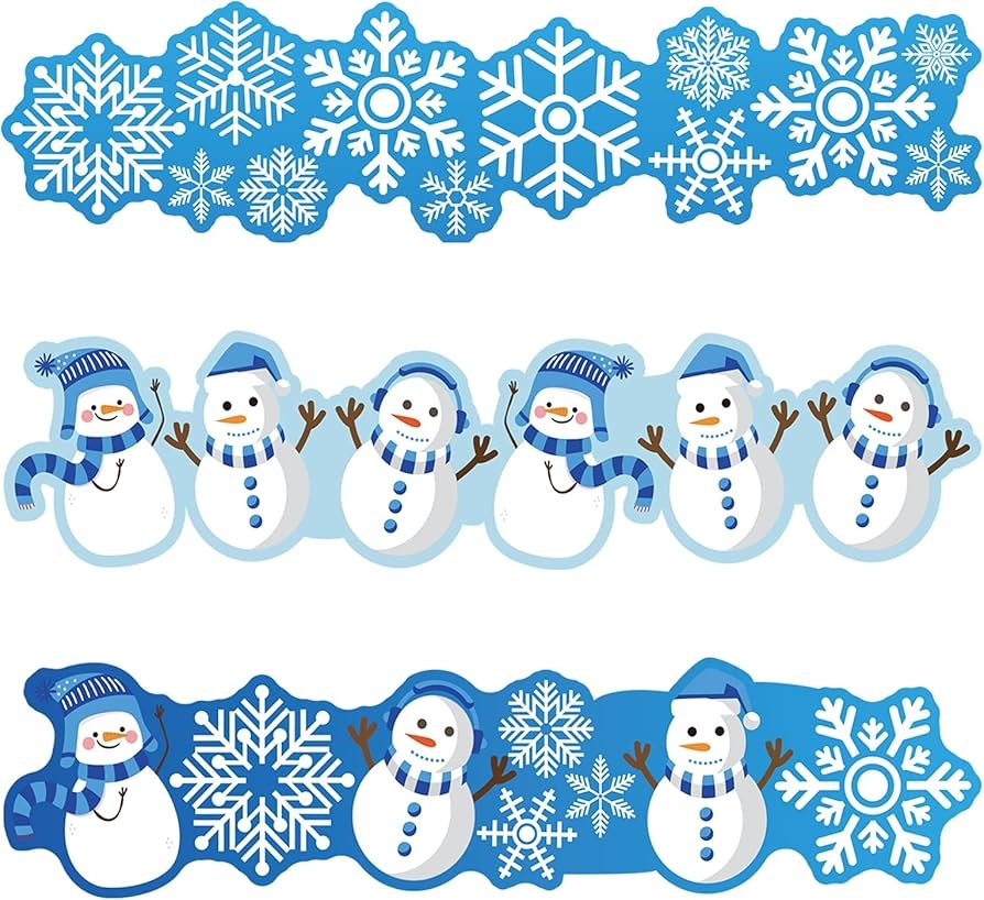 Amazon Spakon 60Ft Winter Snowflake Bulletin Board Border Snowman Bulletin Board Decorative Snowflake Rolled Border Trim For School Classroom Blackboard Office Chalkboard Whiteboard Wall Decor 60pcs Office Products