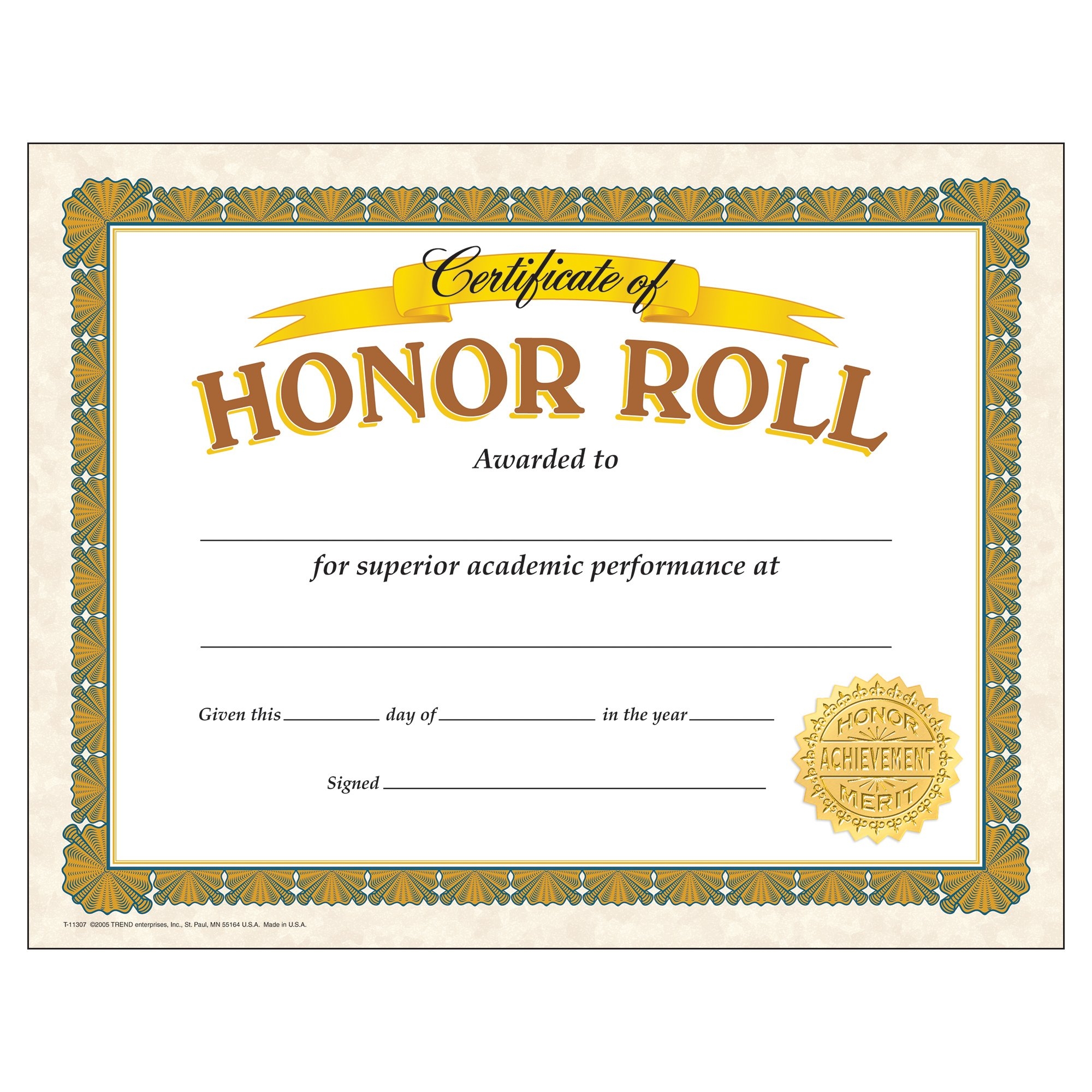 Honor Roll Certificate Free Printable