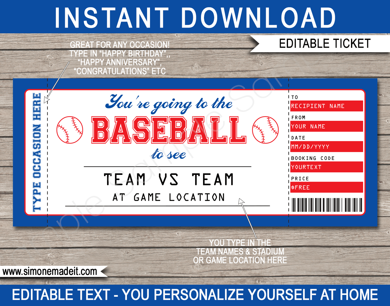 Any Occasion Baseball Gift Tickets