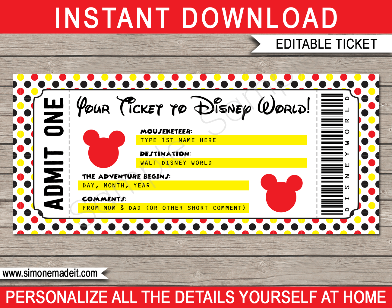 Free Printable Disney Tickets Pdf