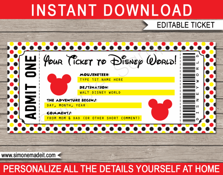 Any Occasion Disney World Ticket Polka Dot