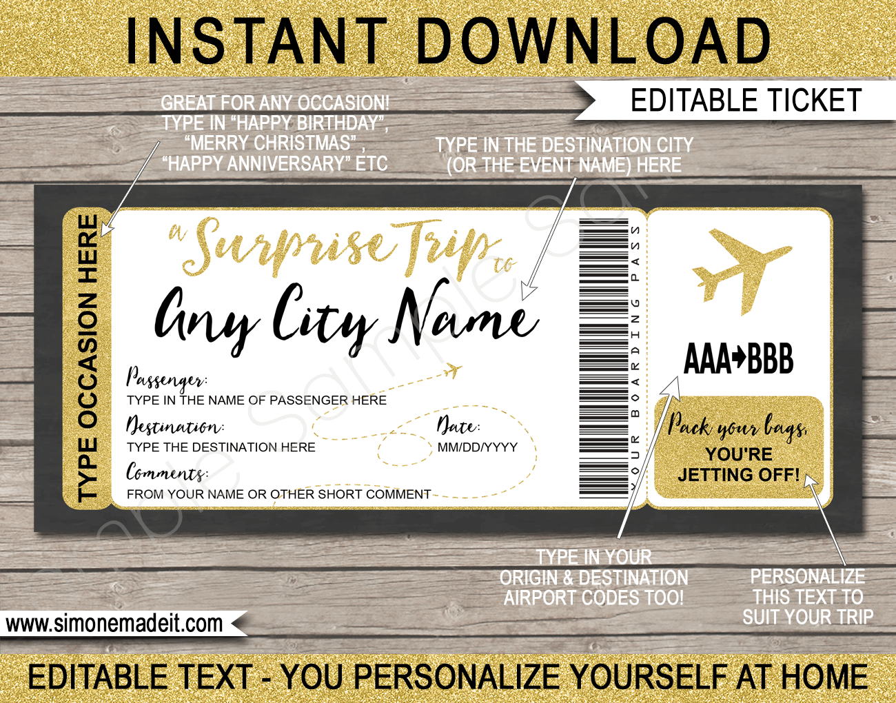 Free Printable Plane Ticket Template
