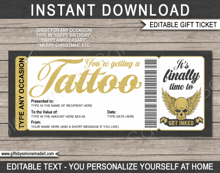 Any Occasion Tattoo Gift Certificate Card