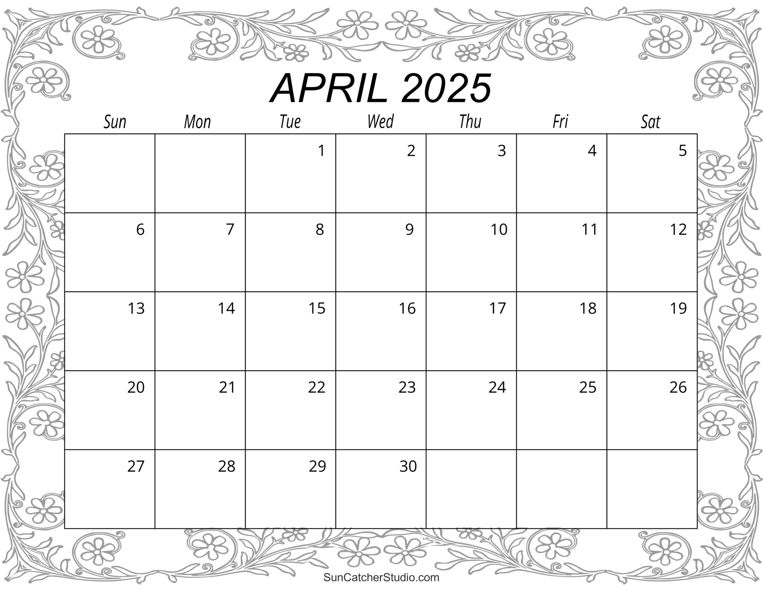April 2025 Free Printable Calendar