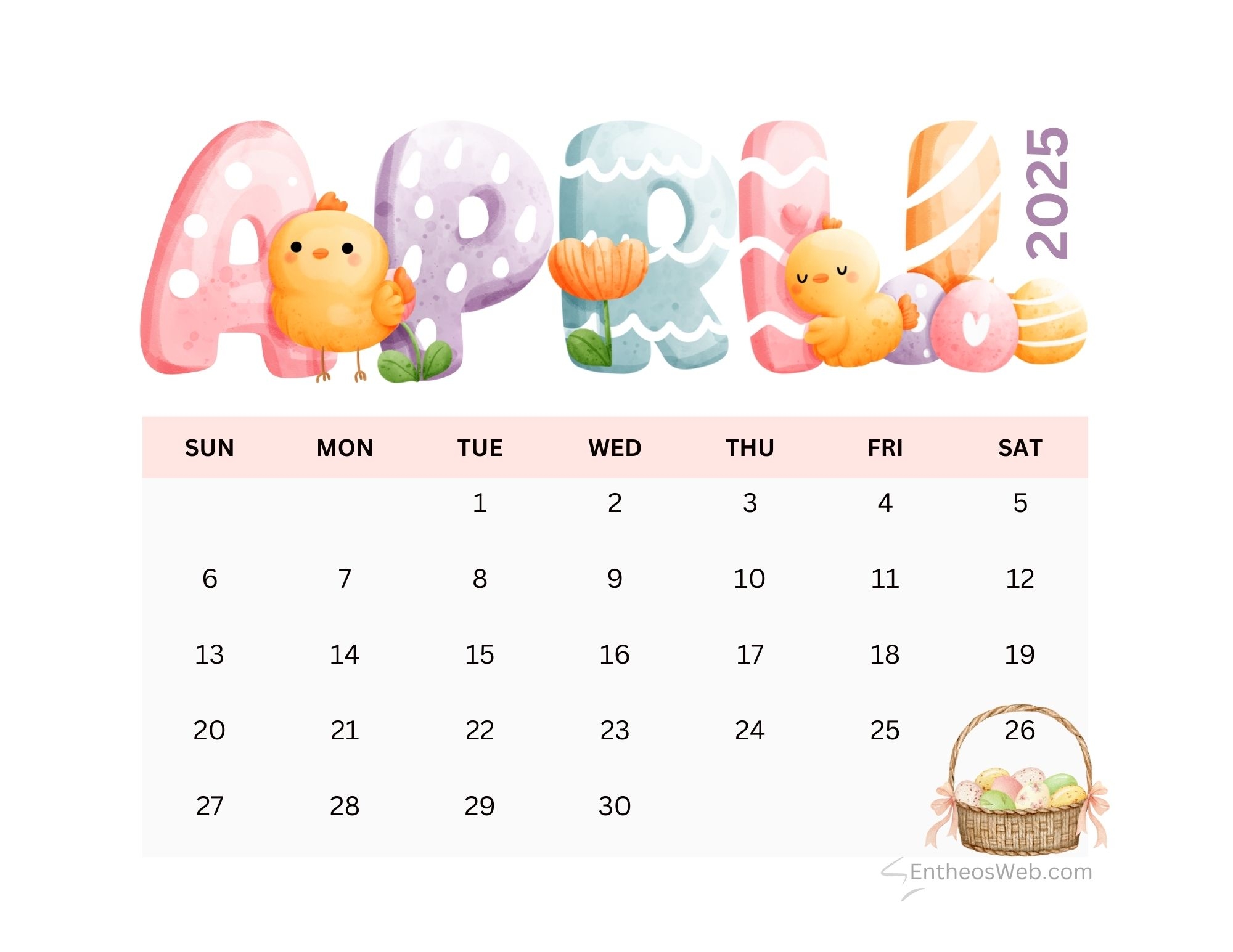 April 2025 Blank Calendar Printable Free