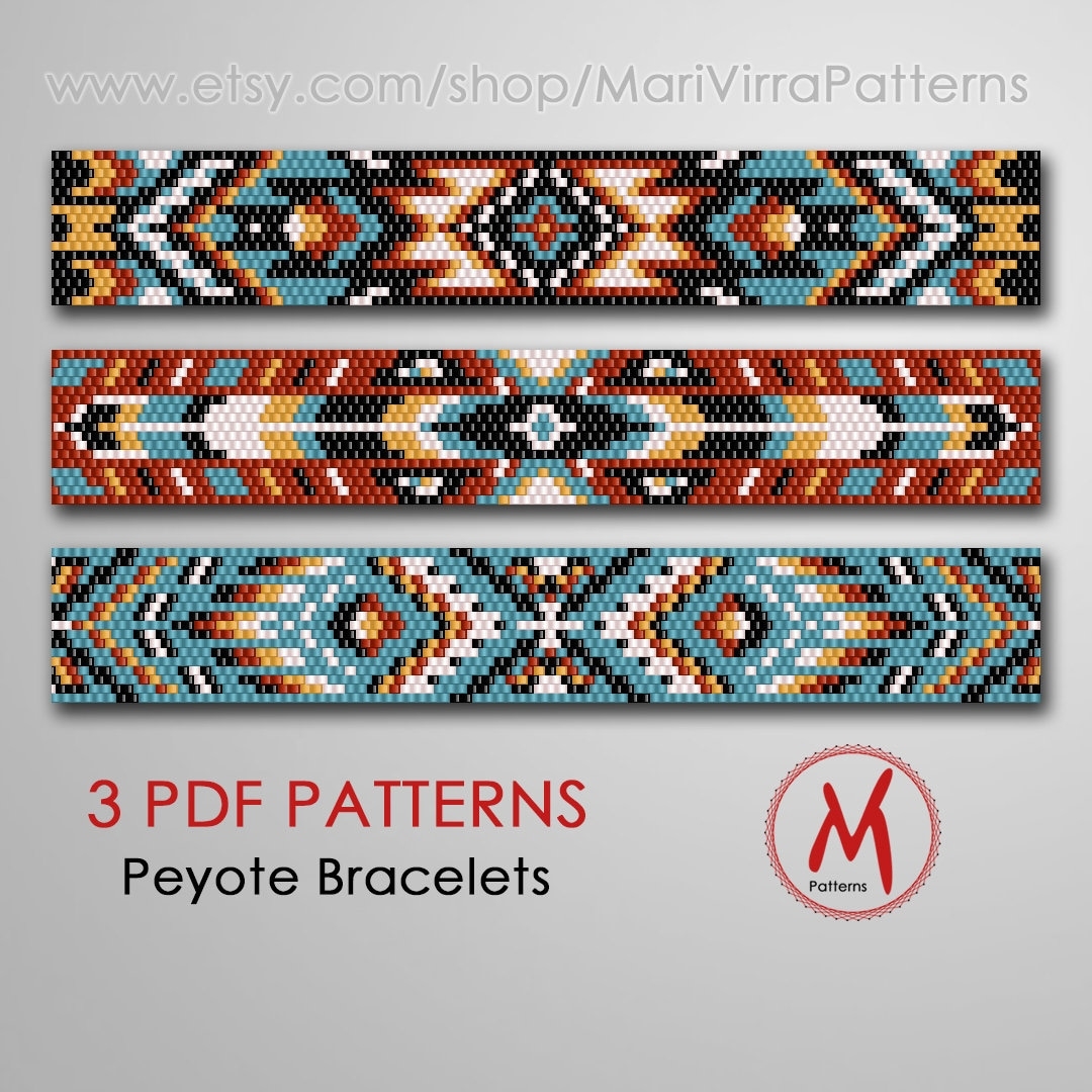 Arrow Peyote Bead Patterns For Bracelets Set Of 3 Pattern Native Inspired Indian Style Miyuki Seed Beads 11 0 Size PDF Instant Download Etsy