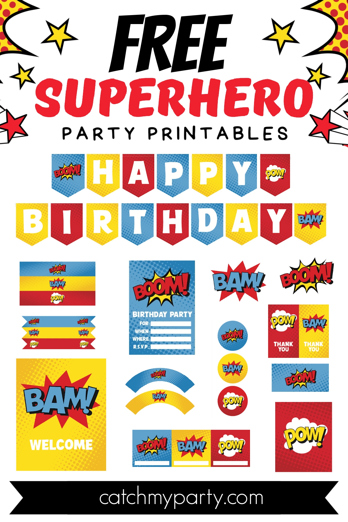 Awesome Superhero Party Printables FREE Download Catch My Party Worksheets Library