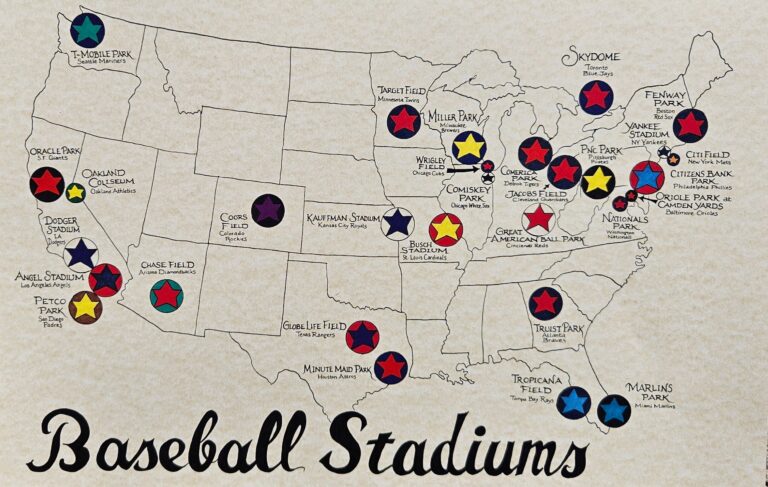 Baseball Stadiums Map U S Etsy