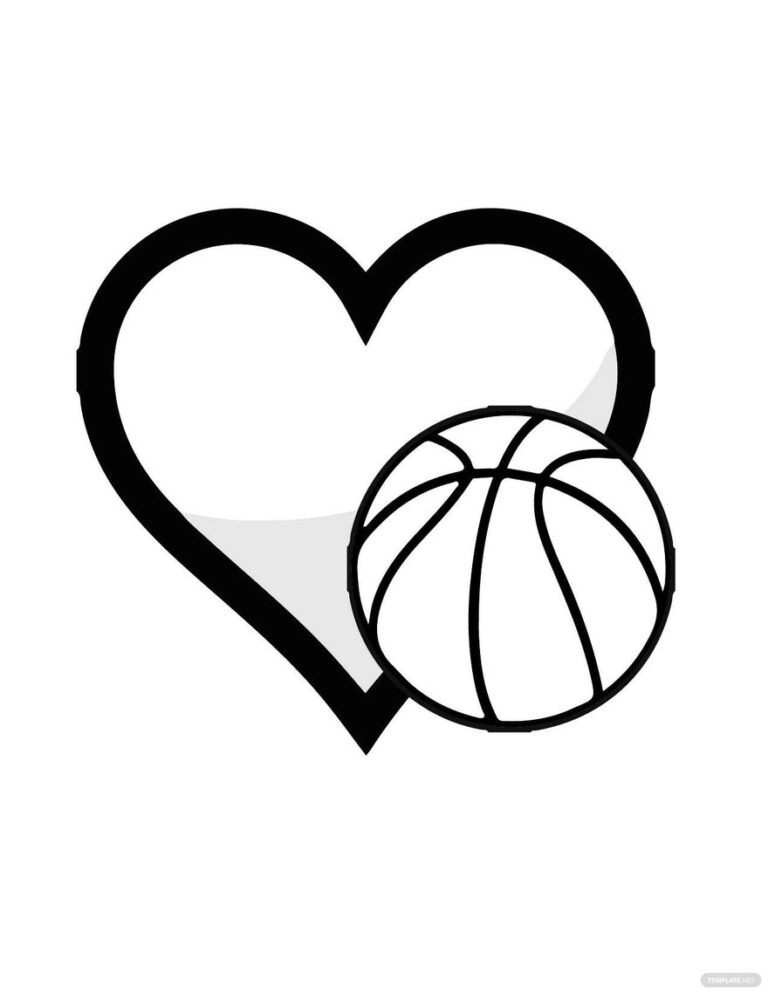 Basketball Heart Coloring Page In PDF Download Template