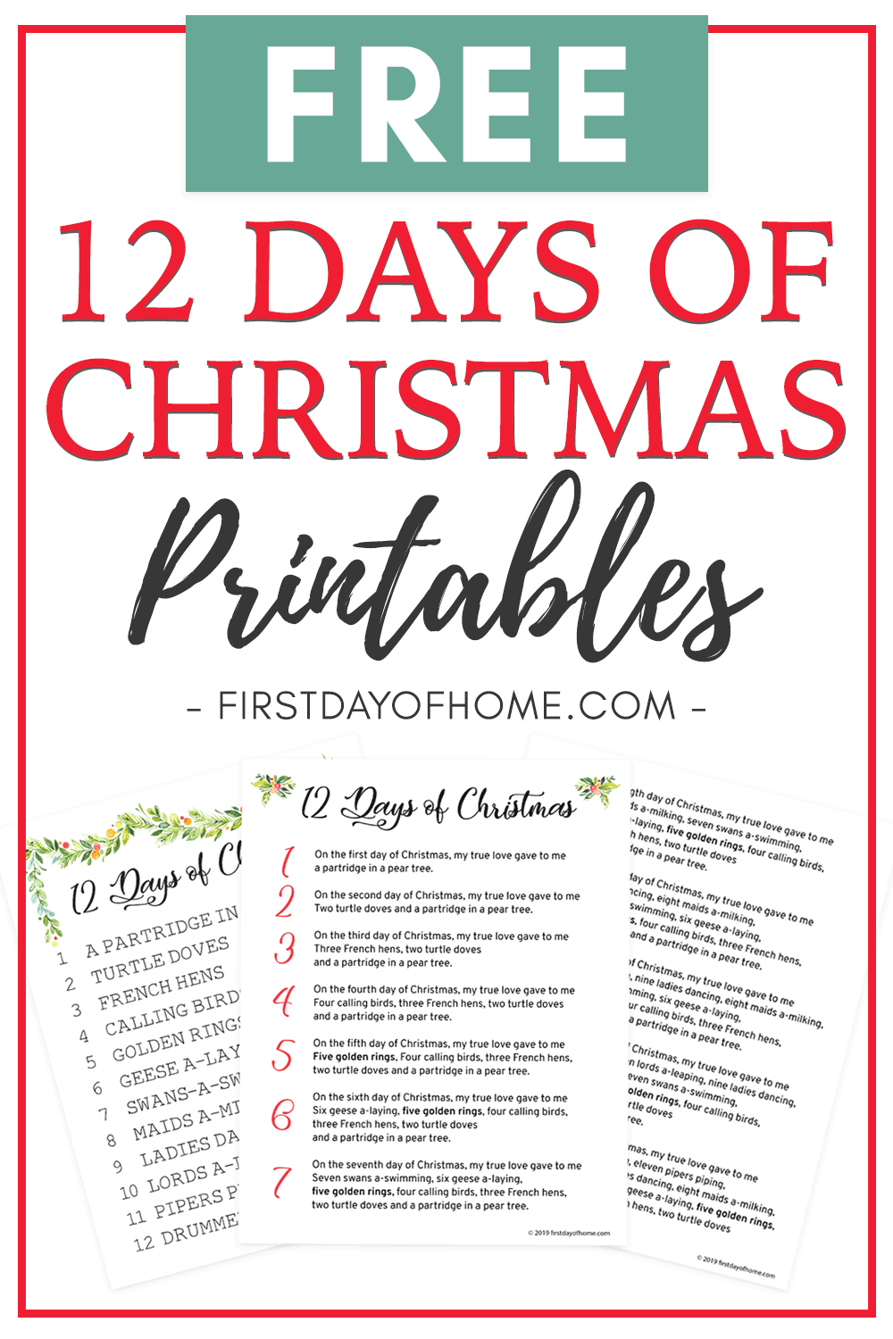 Christmas Song Lyrics Free Printable