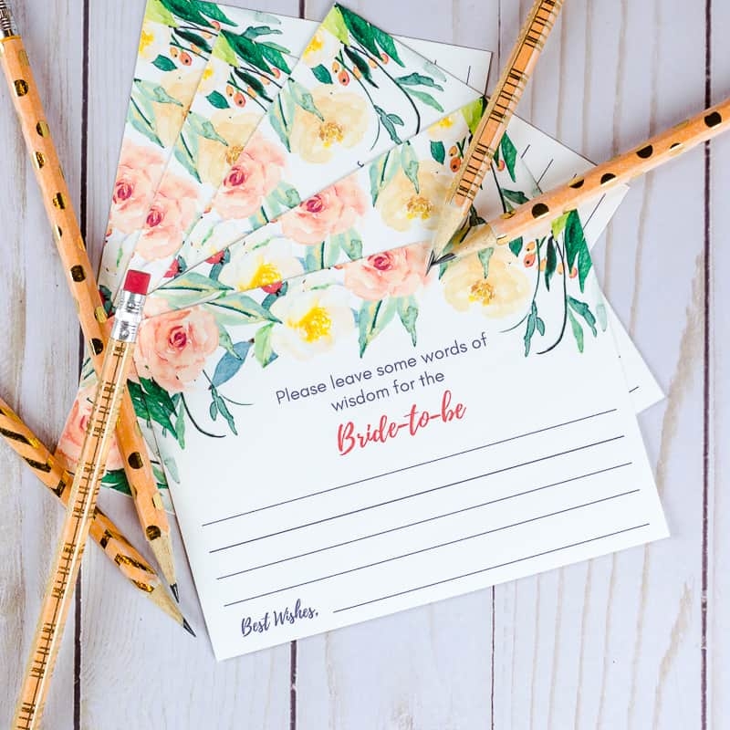 Beautiful Printable Advice Cards For Weddings Free 