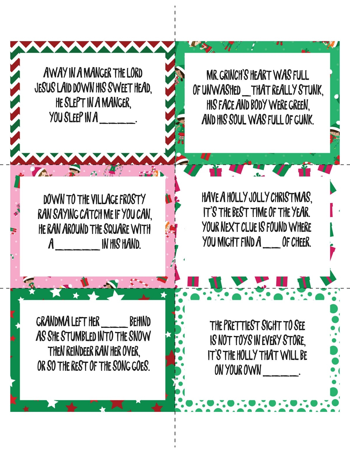 Free Printable Indoor Christmas Scavenger Hunt