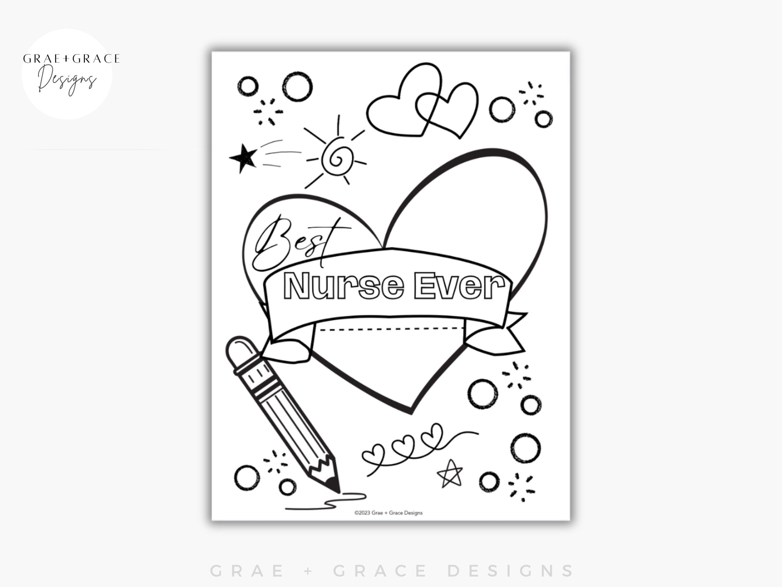 Best Nurse Coloring Pages Best Nurse Coloring Sheets Printable Instant Download DIY Gift For Nurses Thank You For Helping Me Grow Gift Etsy