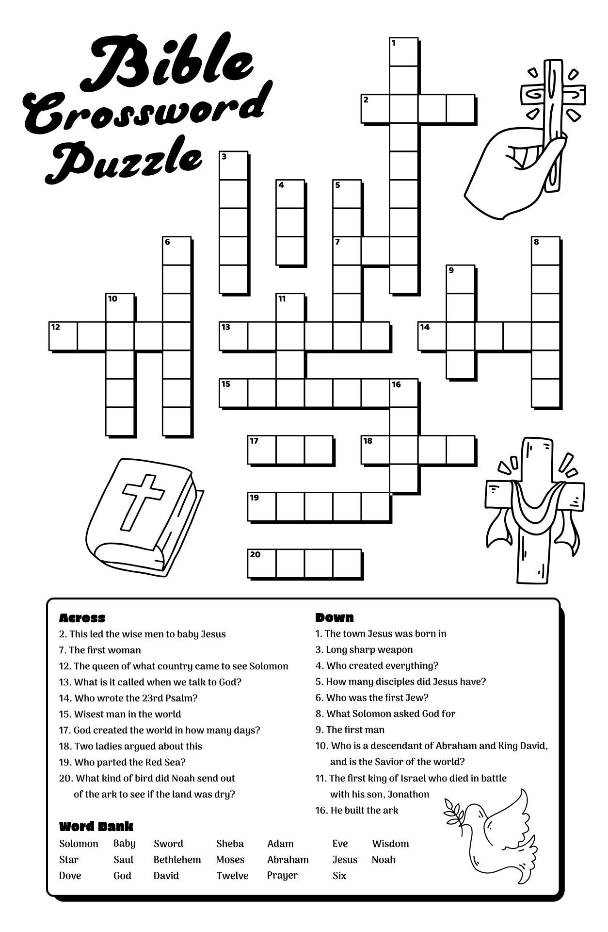 Bible Crossword Puzzle 4 Free PDF Printables Printablee