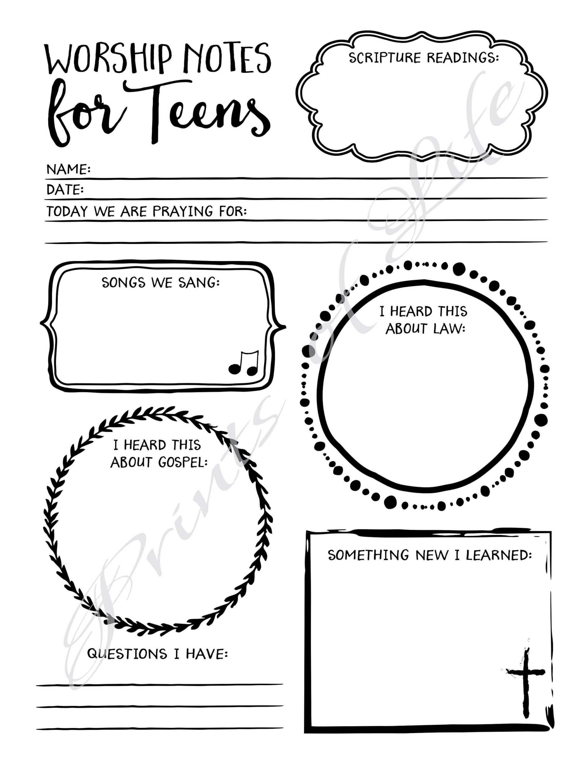 Bible Study Set For Teens Worship Prayer Notes Bookmarks 