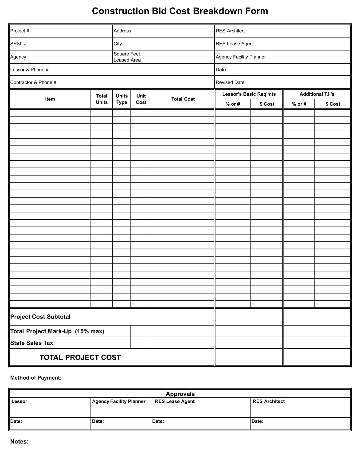 Pdf Free Printable Contractor Bid Forms