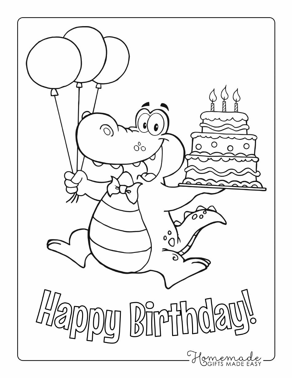 Birthday Coloring Page Alligator Download Printable PDF Templateroller