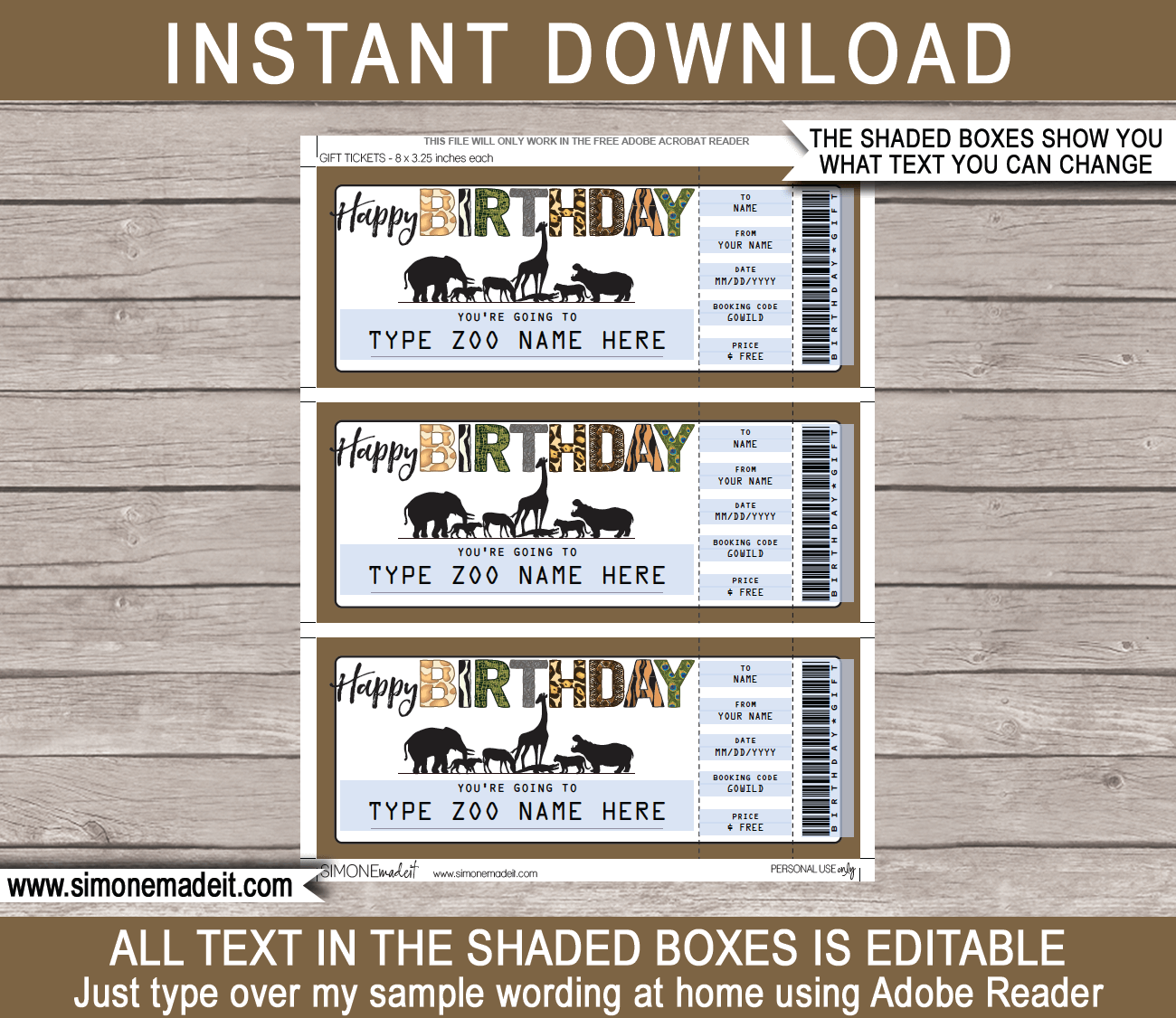 Birthday Zoo Gift Tickets