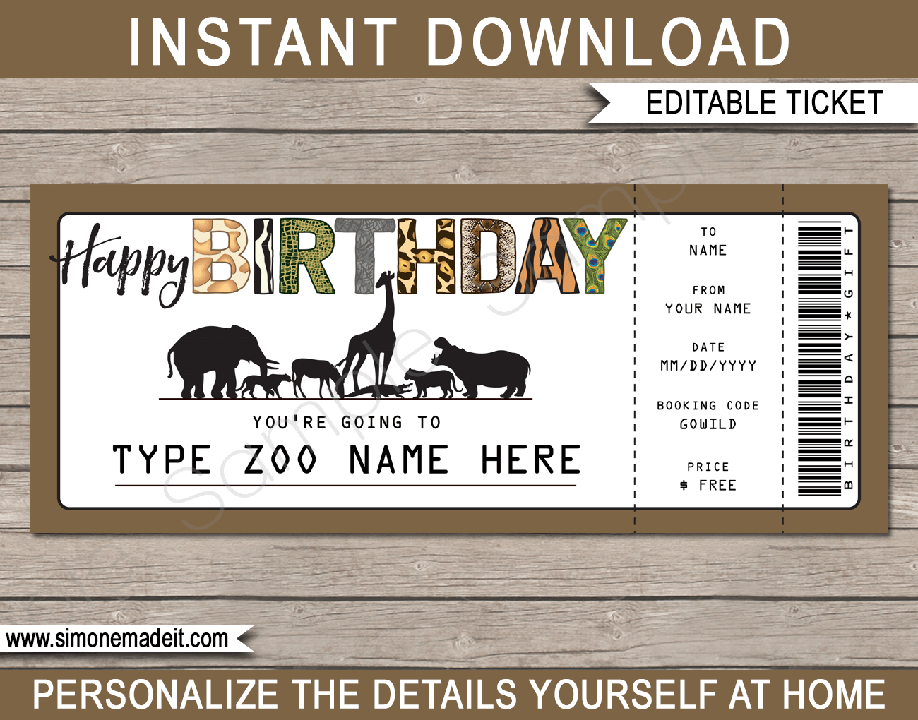 Birthday Zoo Gift Tickets