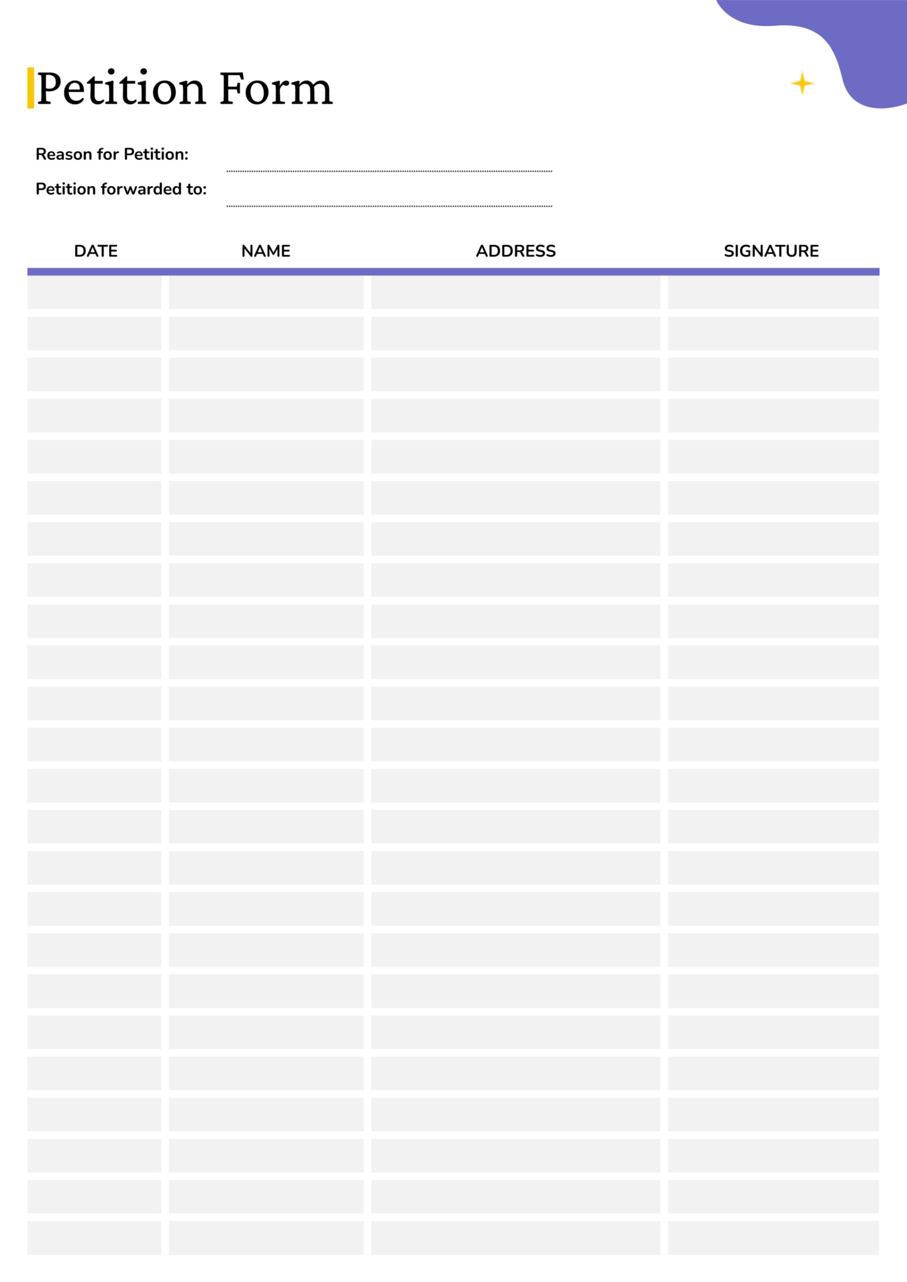 Blank Petition Form Template Google Docs Word Highfile