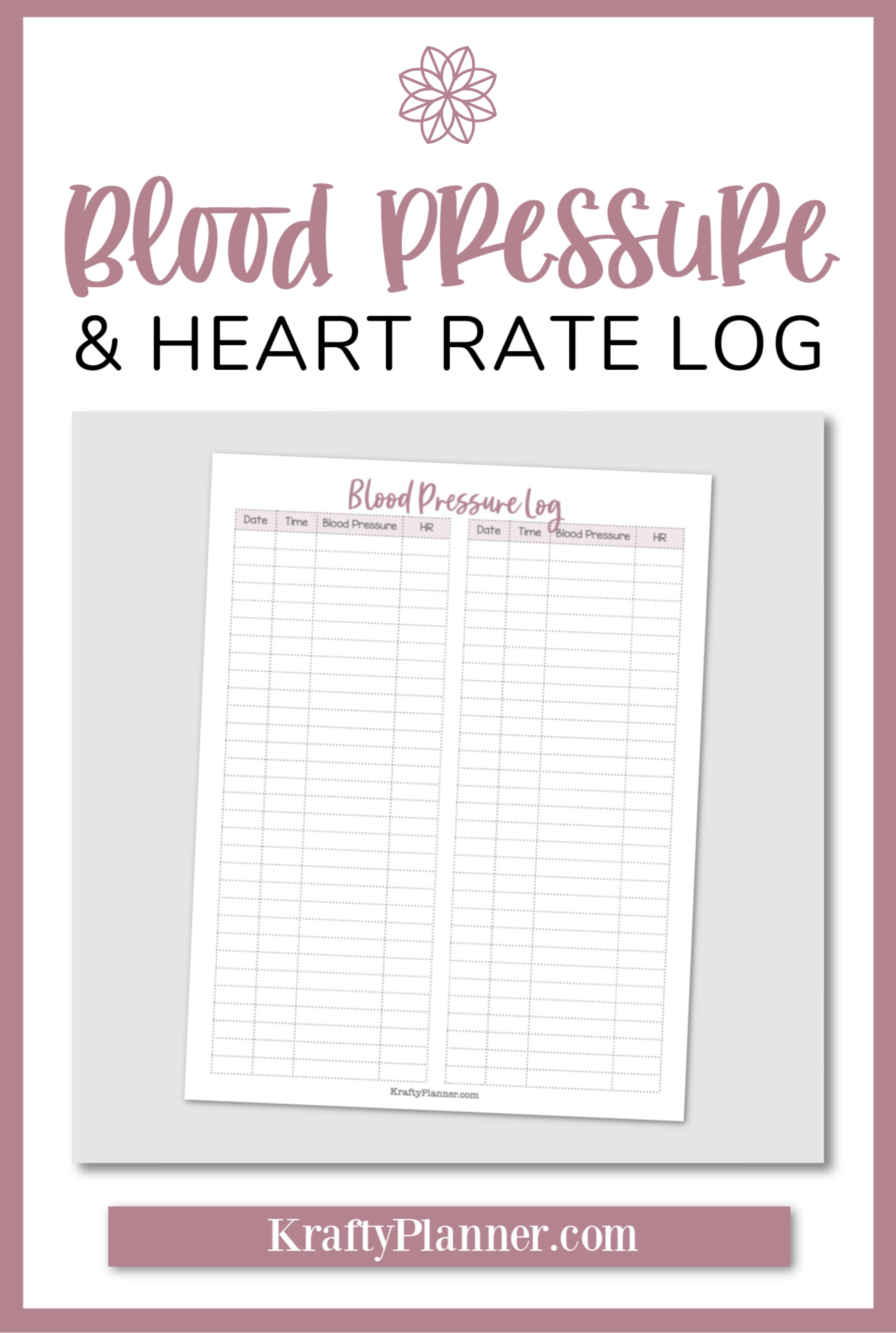 Blood Pressure And Heart Rate Tracker Free Printable Krafty 