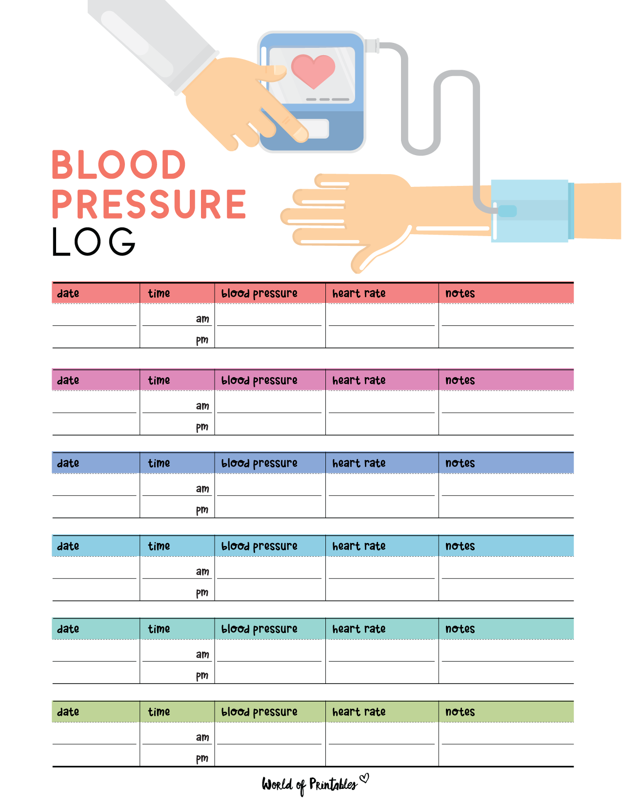Printable Blood Pressure Log Free