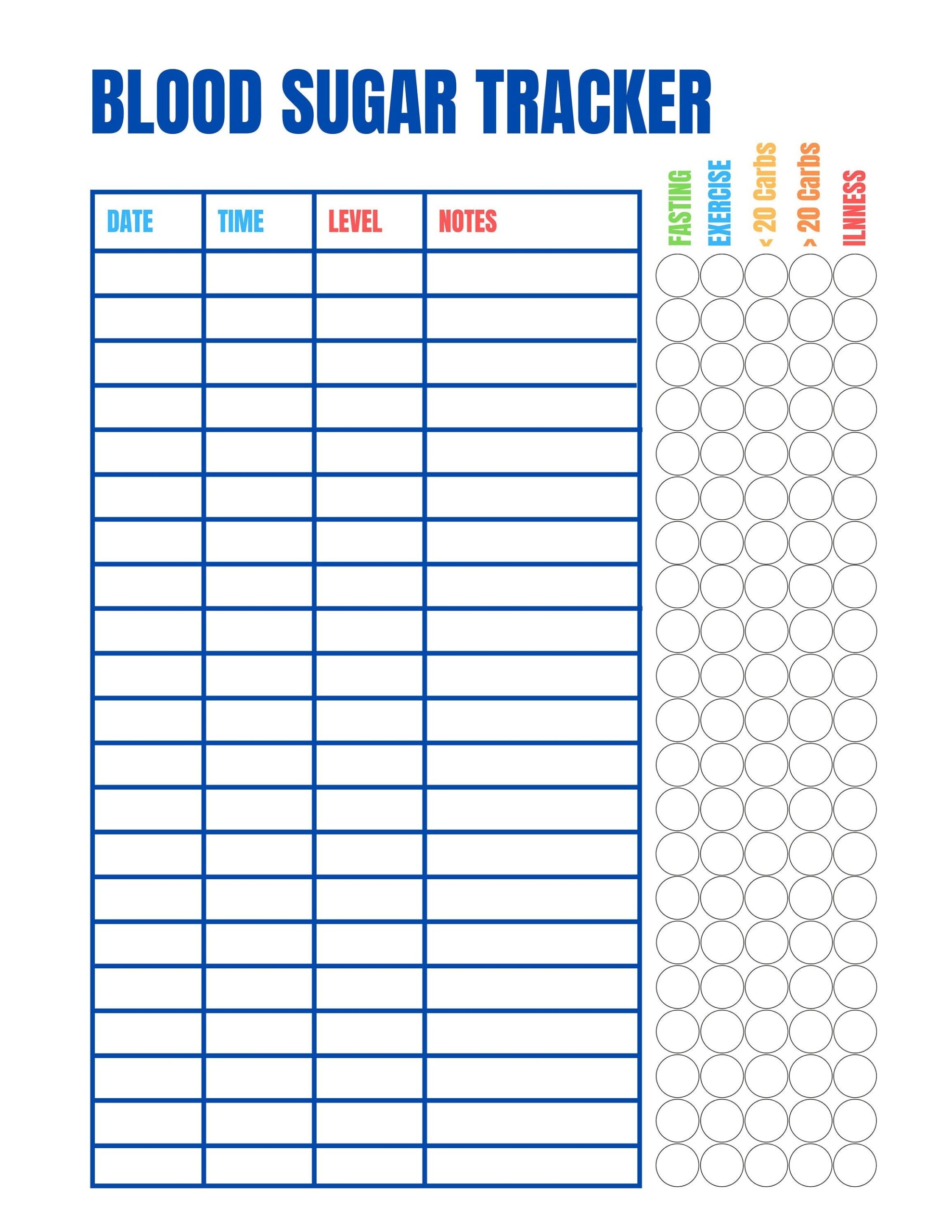 Blood Sugar Log Blood Sugar Chart Health Tracker Medical Tracker