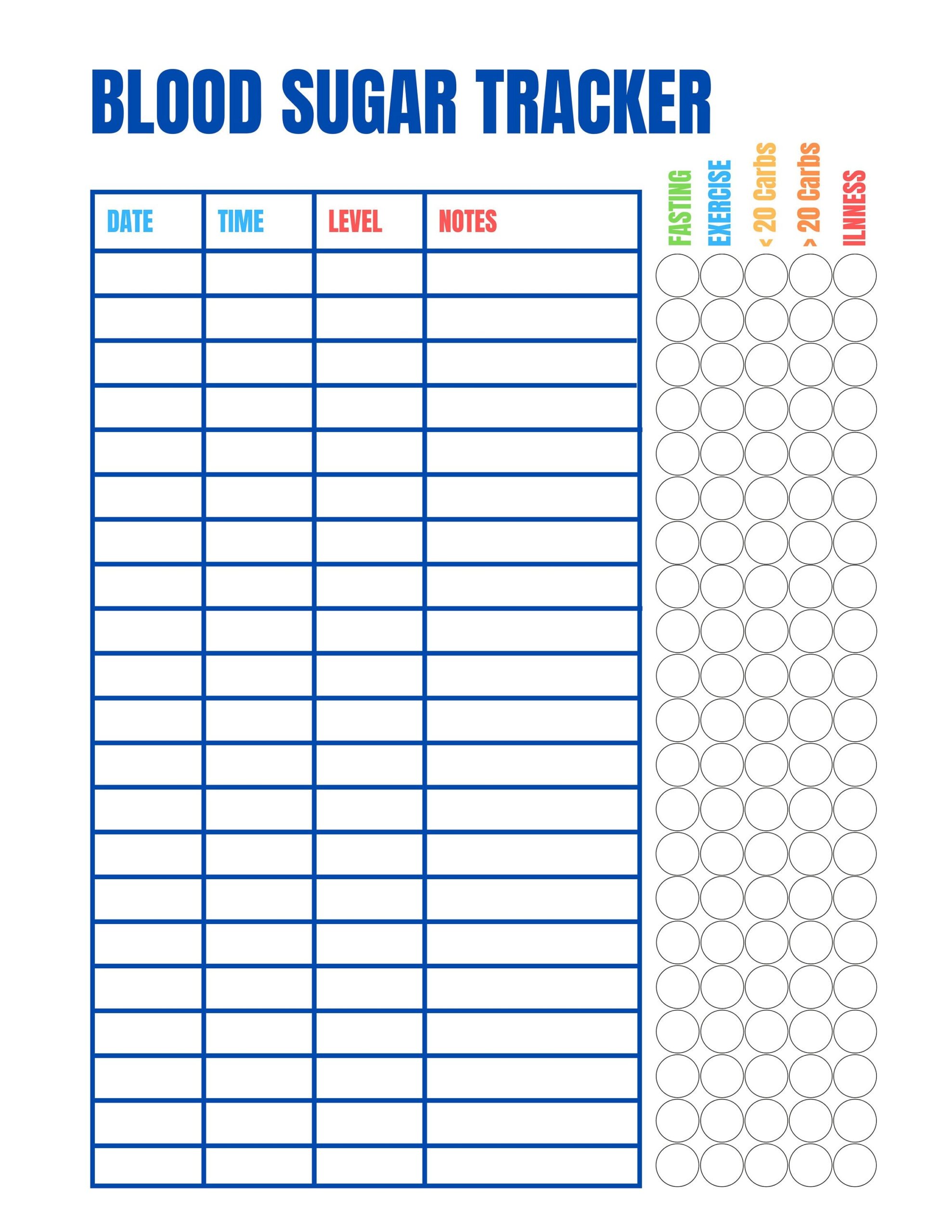 Blood Sugar Log Blood Sugar Chart Health Tracker Medical Tracker