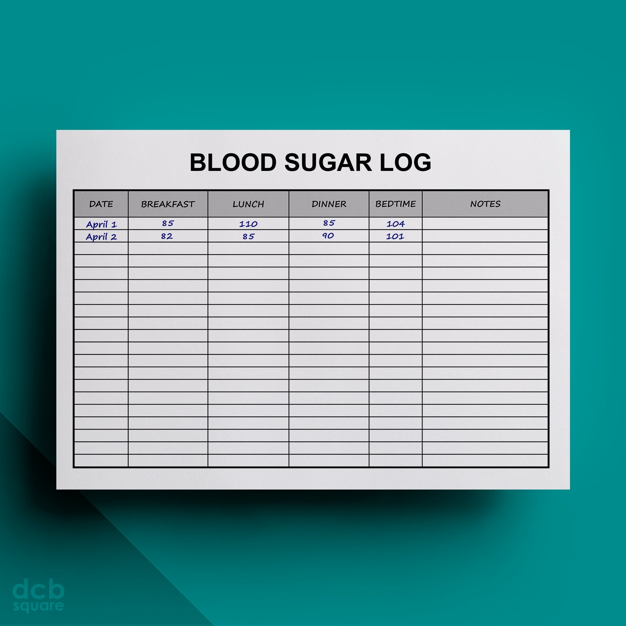 Blood Sugar Log Editable Printable Breakfast Lunch Dinner And 