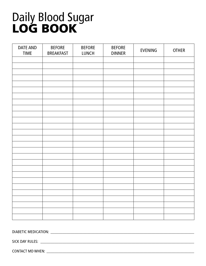 Blood Sugar Logs 25 FREE Logs U0026 Trackers Printabulls Worksheets Library