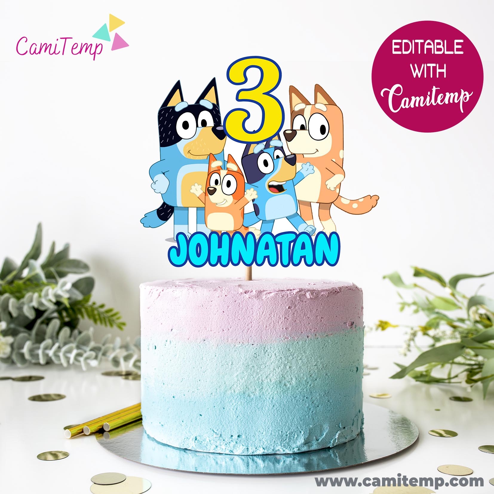 Free Printable Bluey Cake Topper