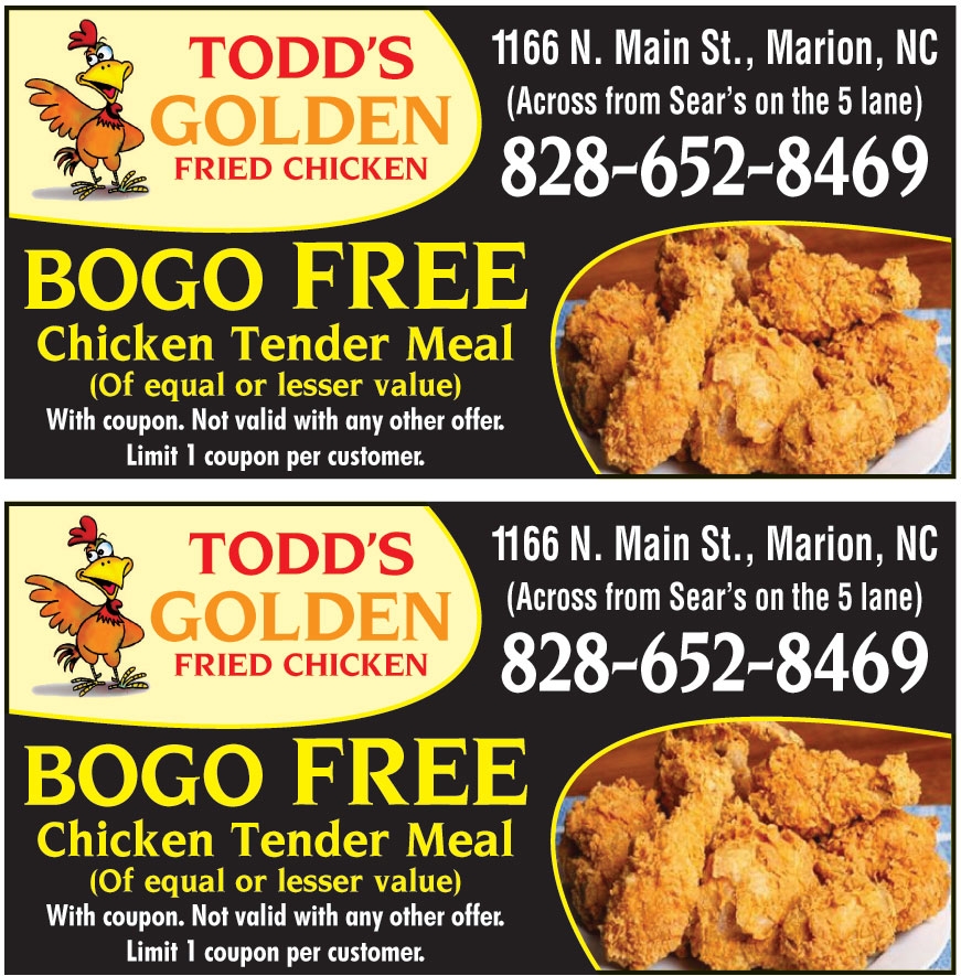 BOGO FREE CHICKEN TENDER MEAL OF EQUAL OR LESSER VALUE Online 