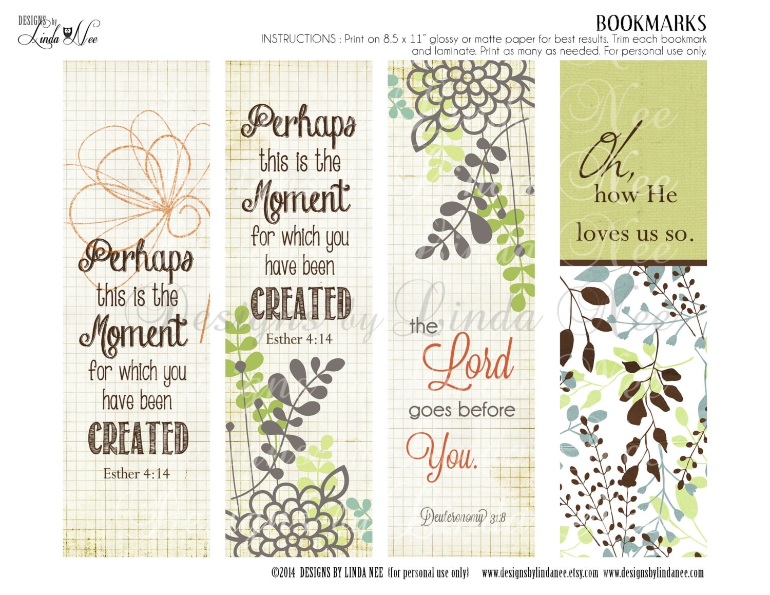 BOOKMARKS Printable CHRISTian Scripture 7 BOOKMARKS Instant Download Christ Esther God DIY Craft Christian Reading