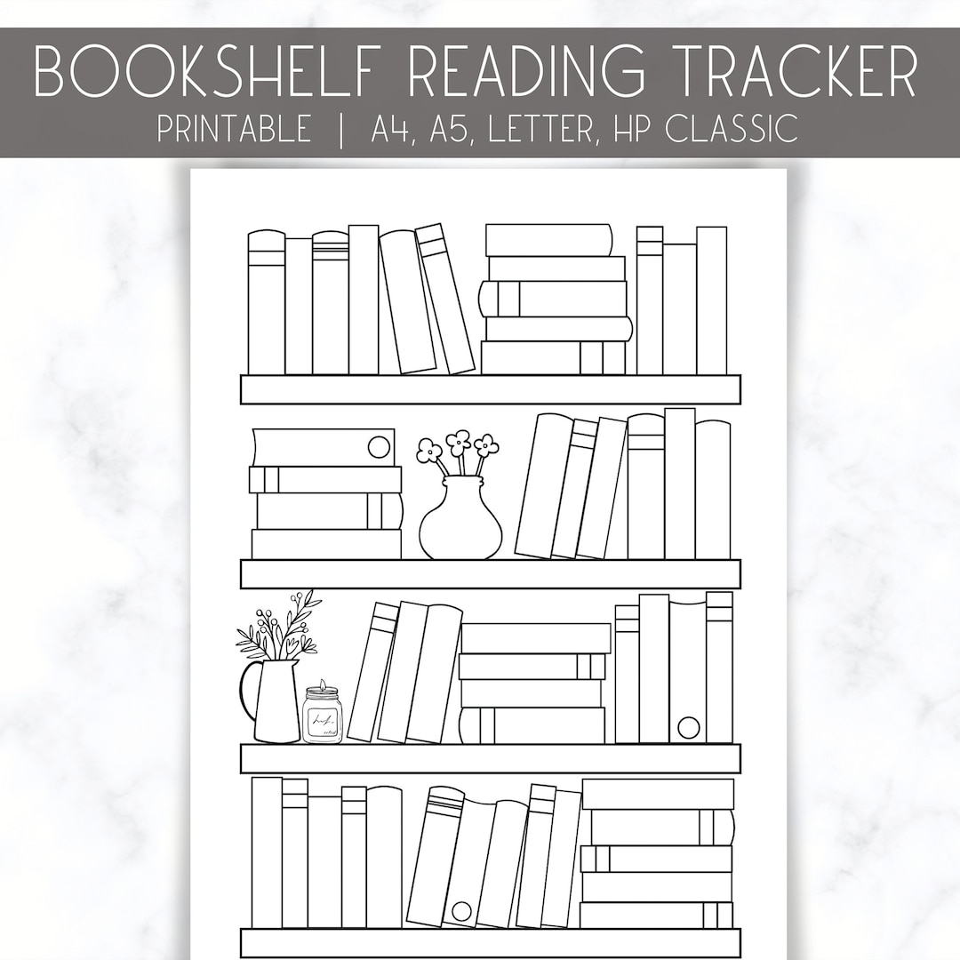 Bookshelf Reading Tracker Printable Reading Log A4 A5 Letter HP Classic Book Tracker Reading Planner Reading Challenge Bookshelf 50 Books Etsy