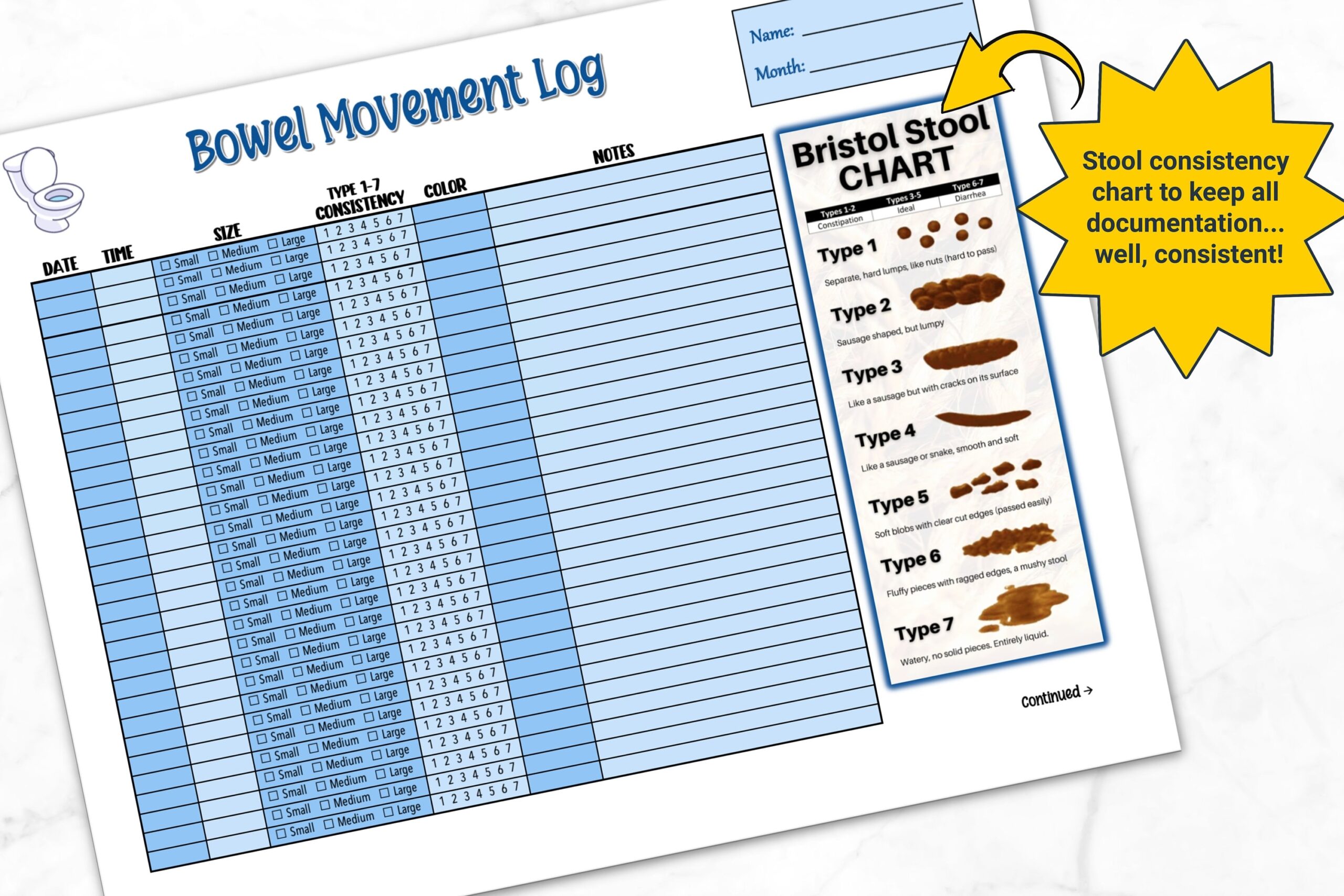 Free Printable Bowel Movement Record Chart