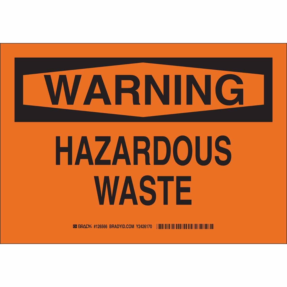 Brady Part 126569 WARNING Hazardous Waste Sign BradyID