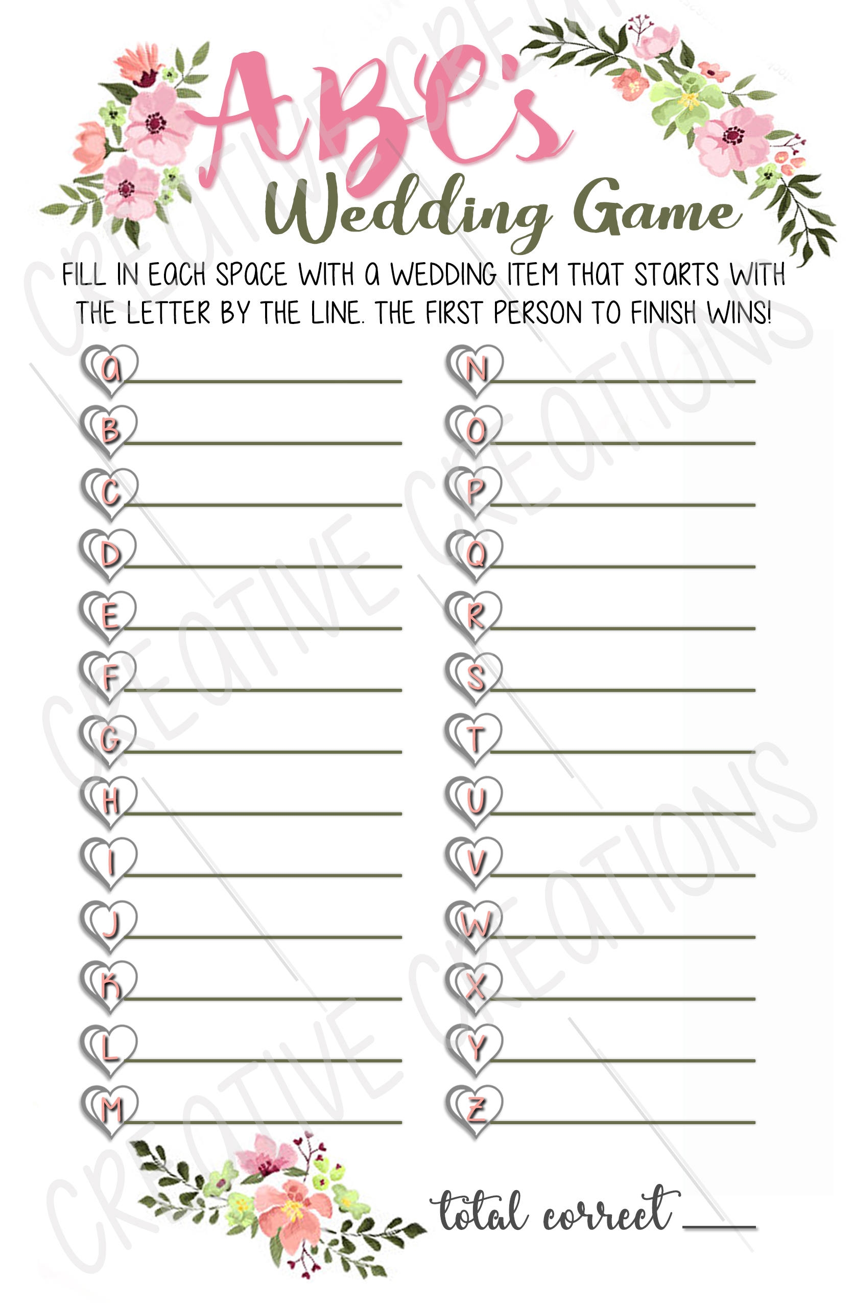 Free Bridal Shower Games Printables