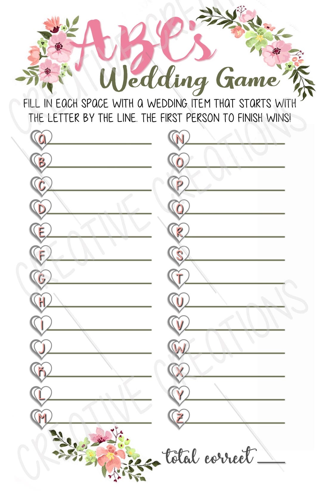 Bridal Shower Games Free Printable
